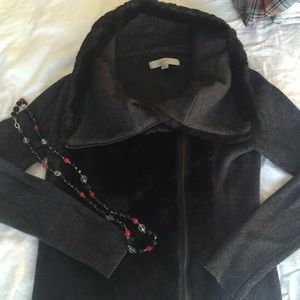 Anne Taylor Loft funnel neck faux fur zip up