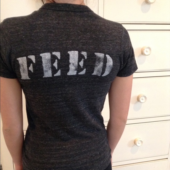 Feed Tops - Gray FEED graphic tee shirt
