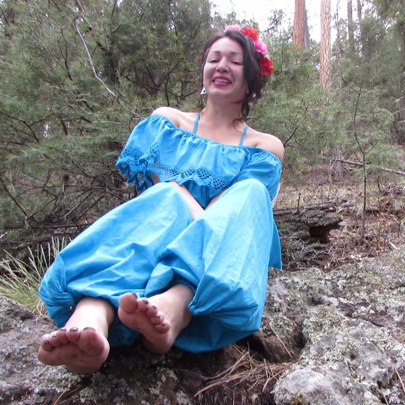 Mexican Festival Turquoise Jumpsuit