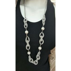 Long silver plated necklace