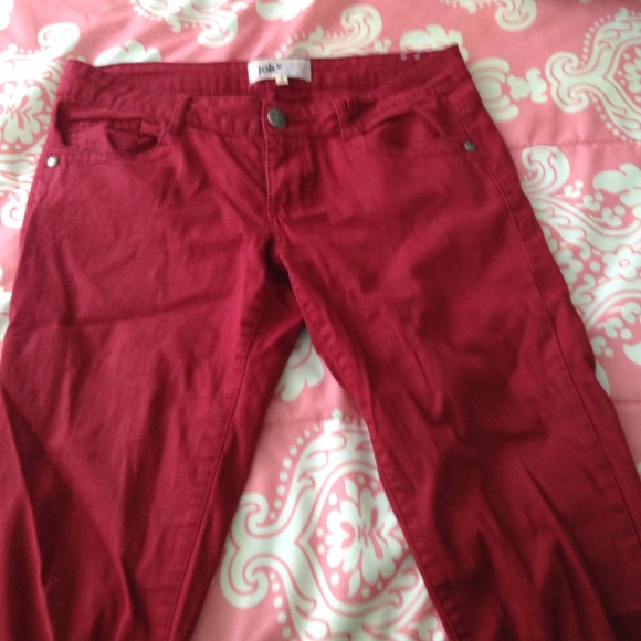 Dark red skinny jeans