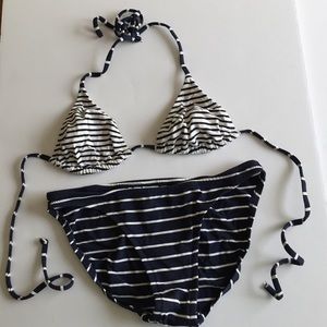 J.Crew Nautical Bikini Navy / White Size Small