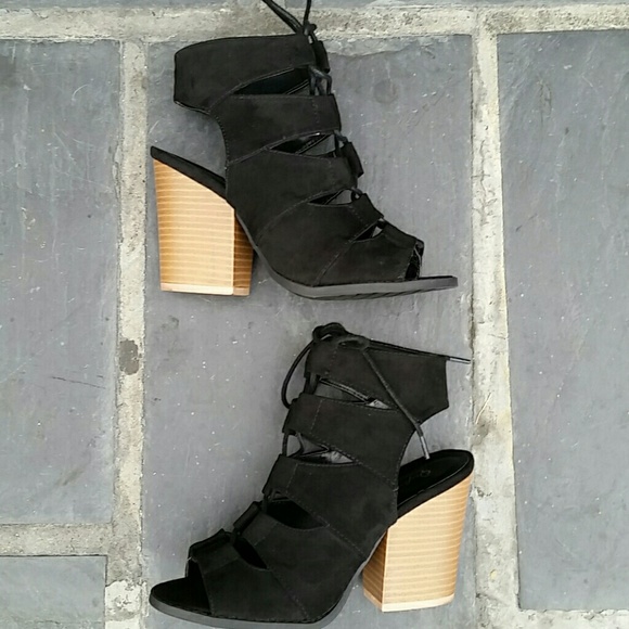 Black Suade lace up heels