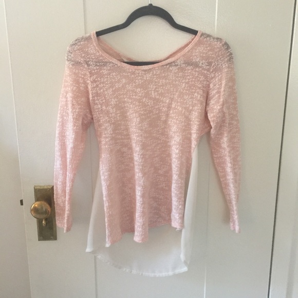 Pink and white open back YA top