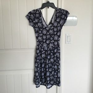Forever 21 Navy Blue Floral Print Dress