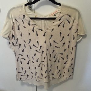 Rebecca Taylor Cream/Navy Feather Tee 4