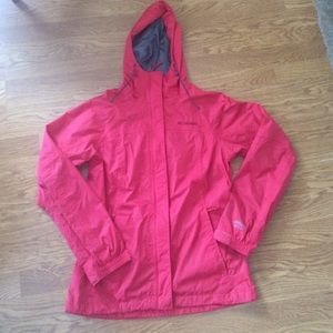 Red Columbia rain jacket