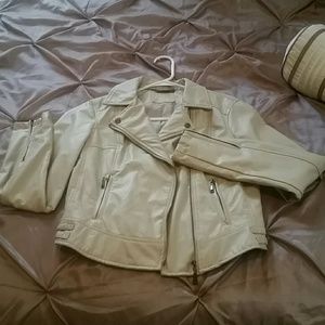 Bone/Cream faux leather jacket