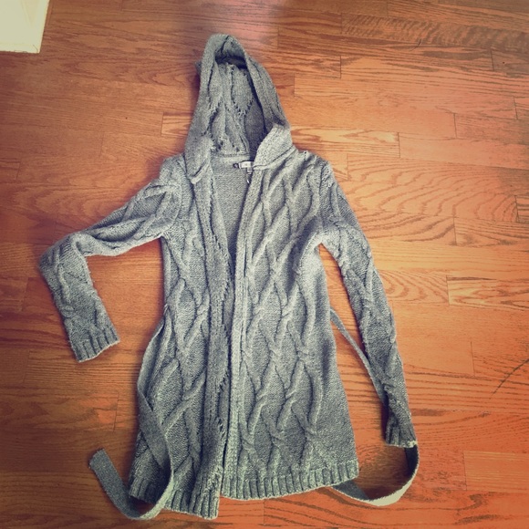 Gray hooded sweater jacket