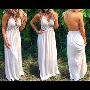 Boutique crochet backless maxi