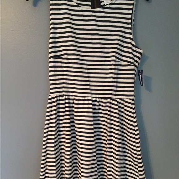 Navy and white striped dress