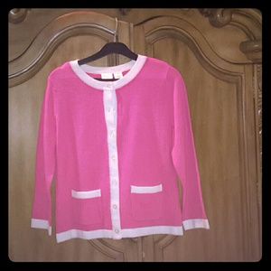 Issac Mizrahi Hot Pink Waist Length Cardigan
