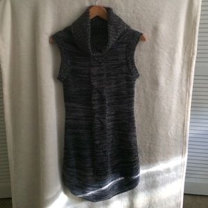 Sleeveless cowl neck sweater dress.
