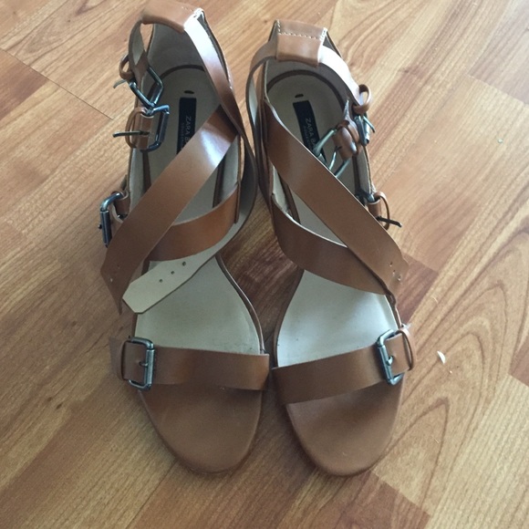 Brown heeled sandals