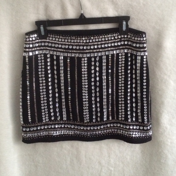 Beaded mini skirt.