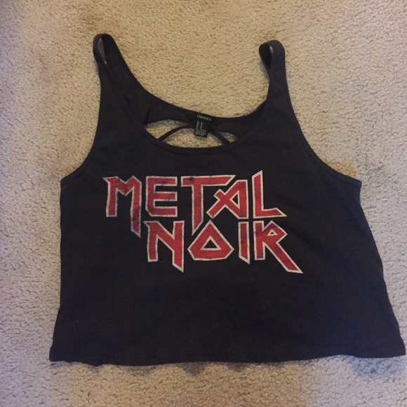 Forever 21 cut up Metal Noir Crop Top