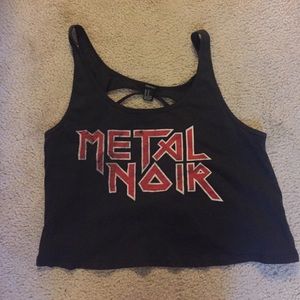 Forever 21 cut up Metal Noir Crop Top