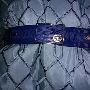 Royal Blue Patent & Faux Leather Stretch Belt