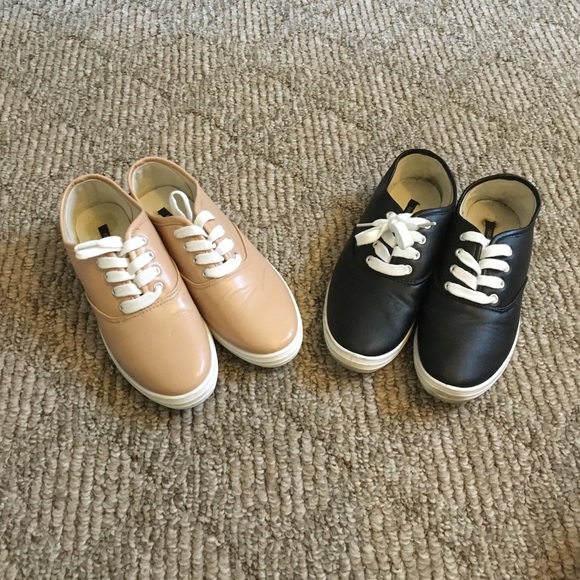 2 PAIRS KEDS inspired faux leather sneakers