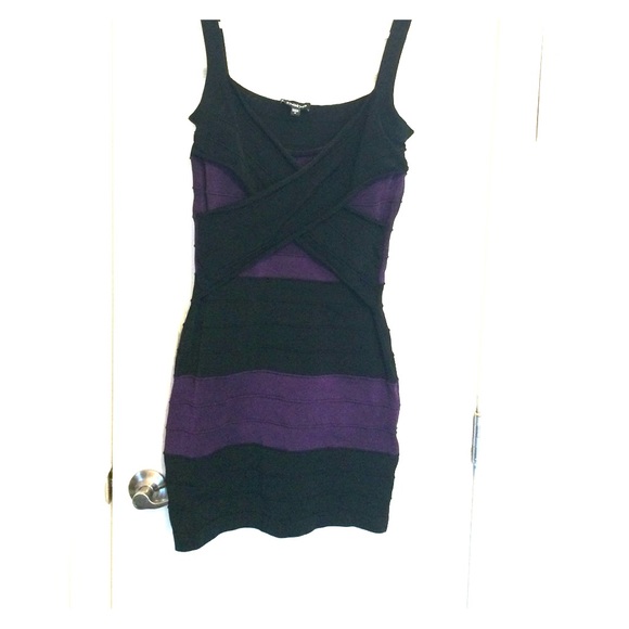 Bebe bandage cross front mini dress