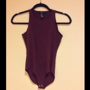 Maroon High Neck Body Suit