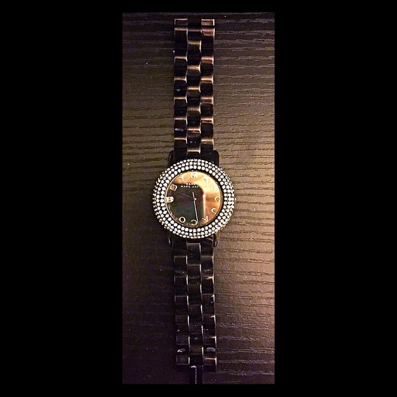 NWT Marc Jacobs black and crystal rhinestone watch
