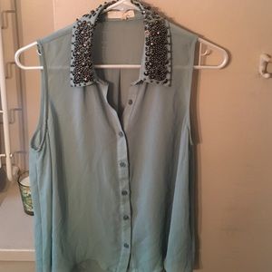 Beaded button up tank