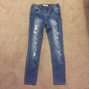High waisted ripper jeans