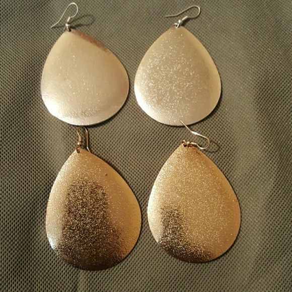 Gold and silver tear drops earrings