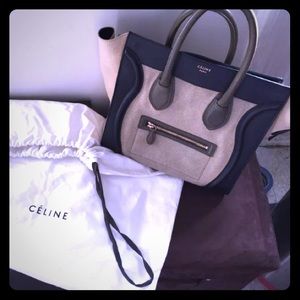Authentic Celine Mini Tricolor Luggage Tote