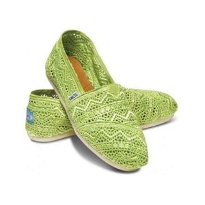 Toms Crochet Lime Green Flats