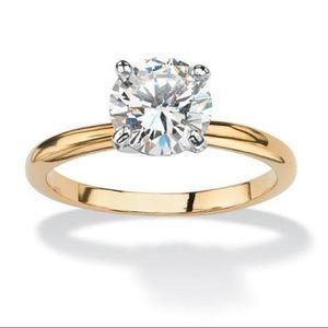 Size 9. 14k Gold Plated Round Cubic Zirconia Ring