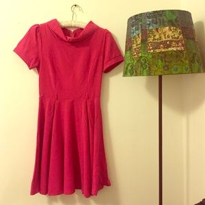 Pink high collar dress