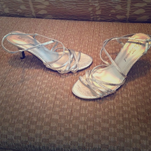 Silver metallic strappy heels