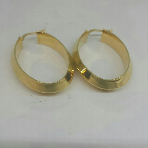 yellow gold plated hoop earrings.