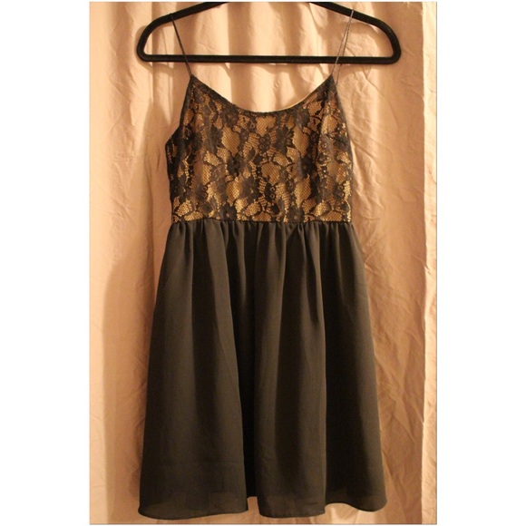 Dress w/ black skirt with light tan/black lace top