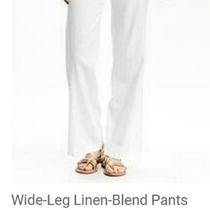 Wide-leg linen blend pants