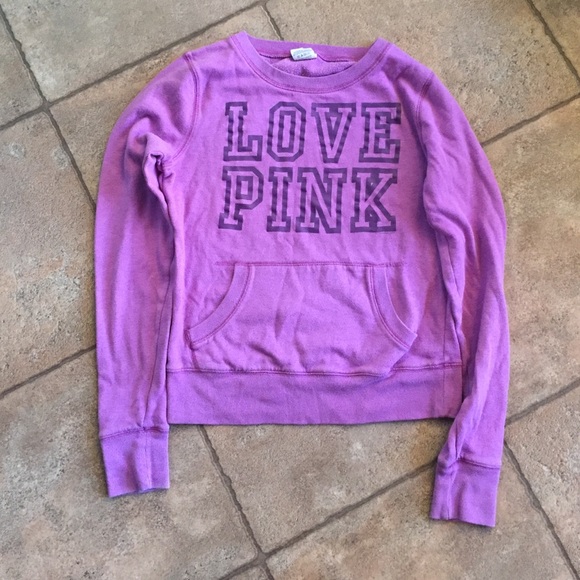 Purple PINK crew neck with kangaroo pocket