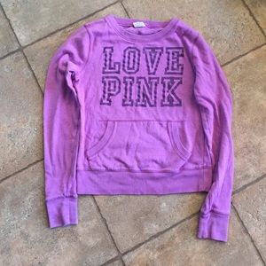 Purple PINK crew neck with kangaroo pocket