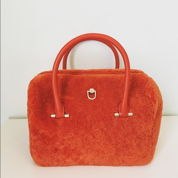 Tory burch orange fleece satchel