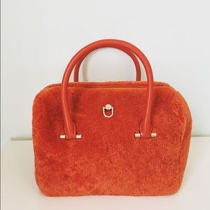 Tory burch orange fleece satchel