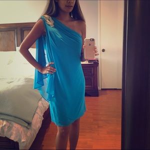 Gorgeous turquoise one shoulder dress