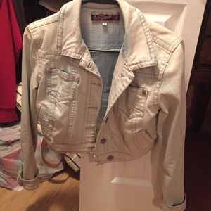 Light wash denim crop jacket