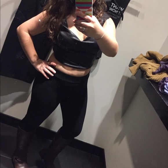 Faux Leather Crop Top Tank - Picture 2 of 2