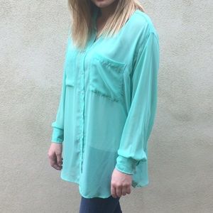 American Apparel Chiffon Oversized Button-Up