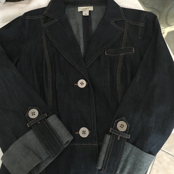 Women Ann Taylor LOFT jeans jacket stretch - Picture 3 of 4