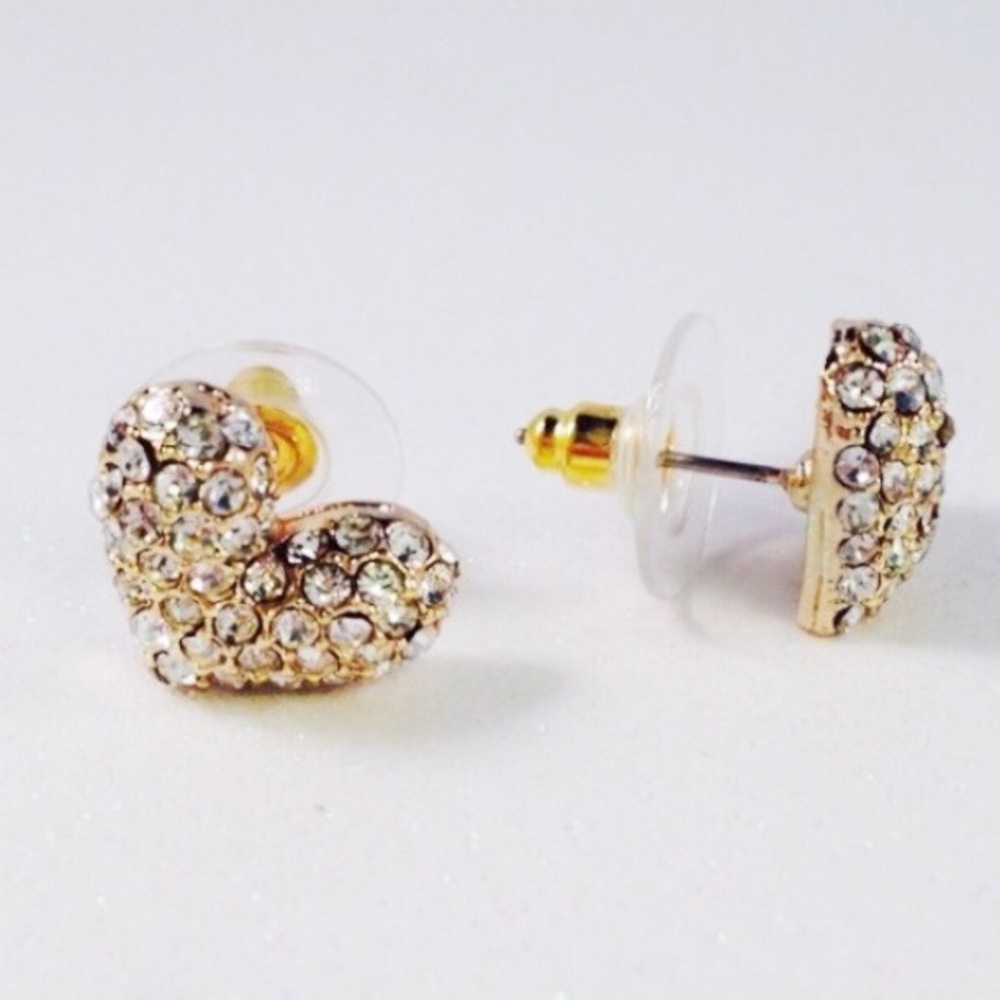Rhinestone Heart Stud Earrings