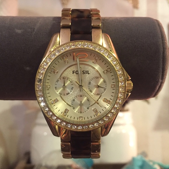 Tortoise Shell Fossil Watch - image 1