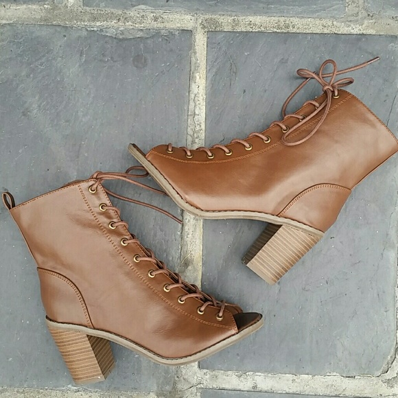 Brown lace up heels