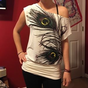 White bird design shirt